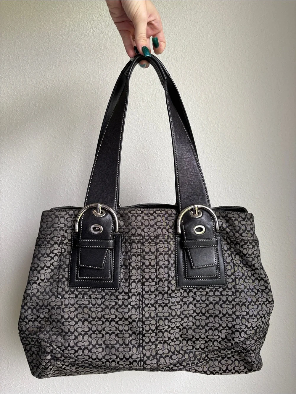 Coach SoHo Mini C Signature Large Buckles Silver Hardware Y2K